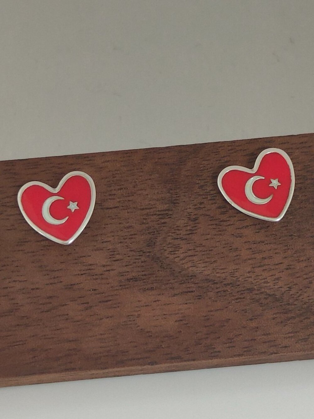 Türkiye Flag Turkey Heart Stud Earring Exclusive Designed S925 Silver with box